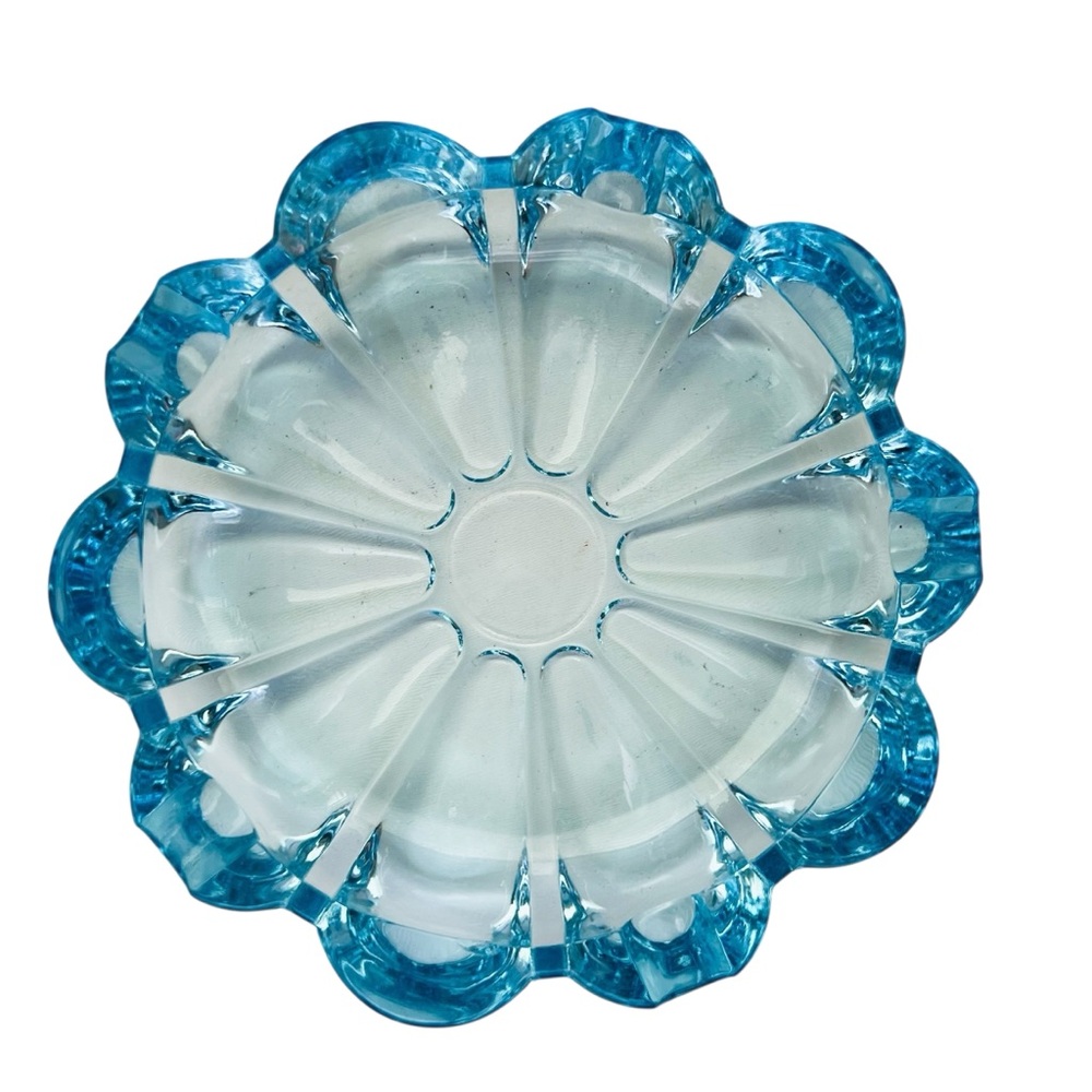 Vintage Fostoria Blossom Blue Glass Ashtray